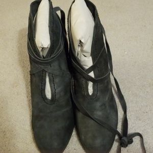 Free people booties with ties 3" heels FREE PEOPLE